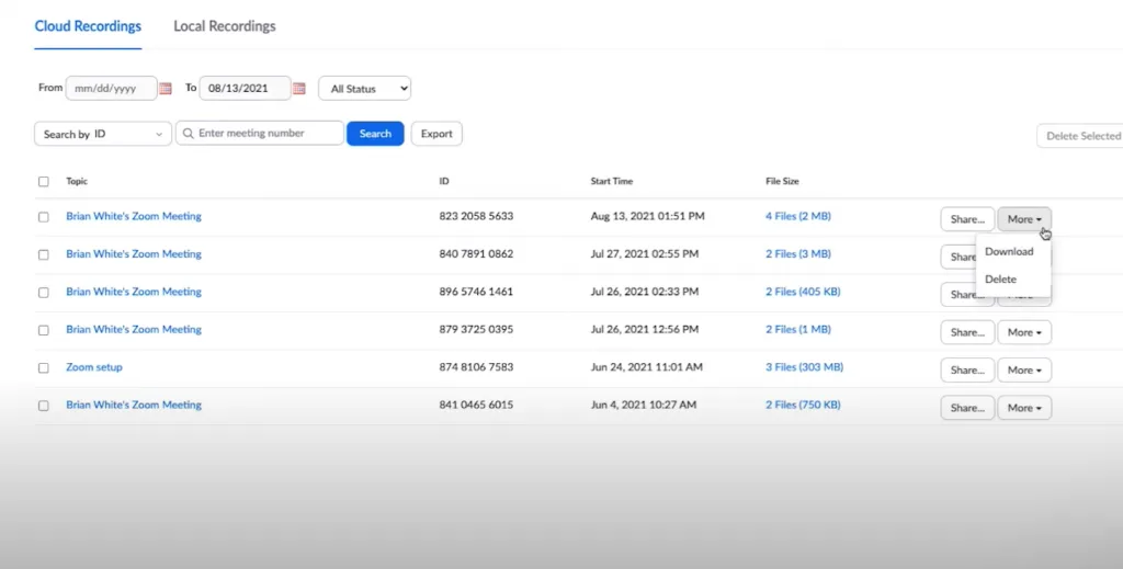 Cách xem lại record trên Zoom bằng tài khoản trực tuyến trên Zoom web portal 03