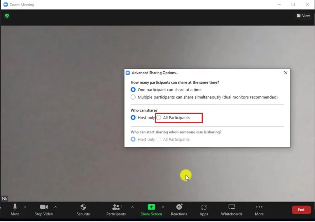 Cấp quyền chia sẻ màn hình trên Zoom trên máy tính 3