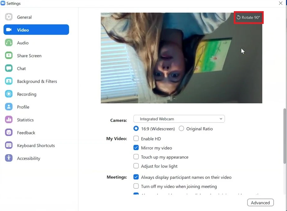 Khắc phục camera Zoom bị ngược trước khi vào cuộc họp 01