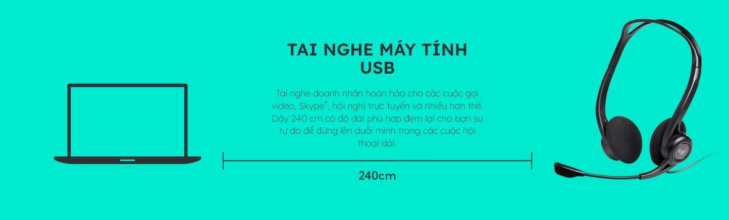 Logitech H370 có dây dài