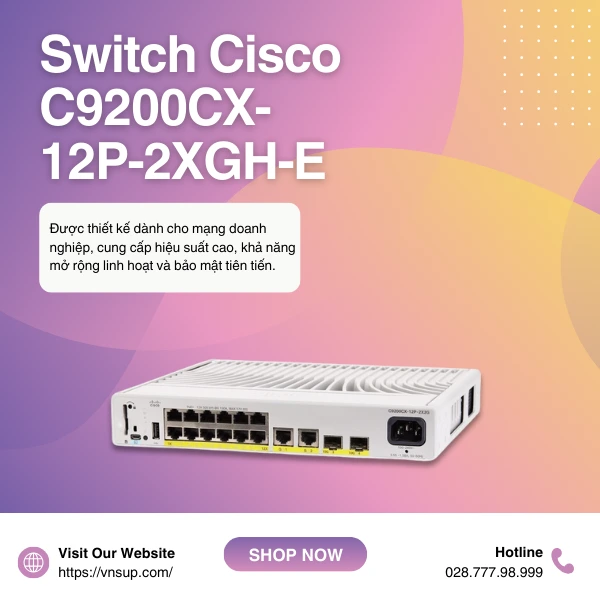 Switch Cisco C9200CX-12P-2XGH-E