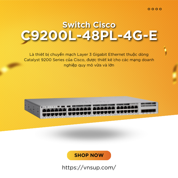 Switch Cisco C9200L-48PL-4G-E