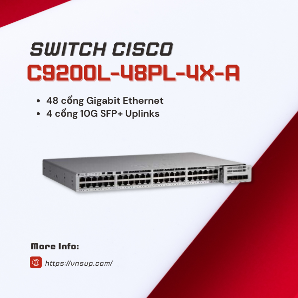 Switch Cisco C9200L-48PL-4X-A