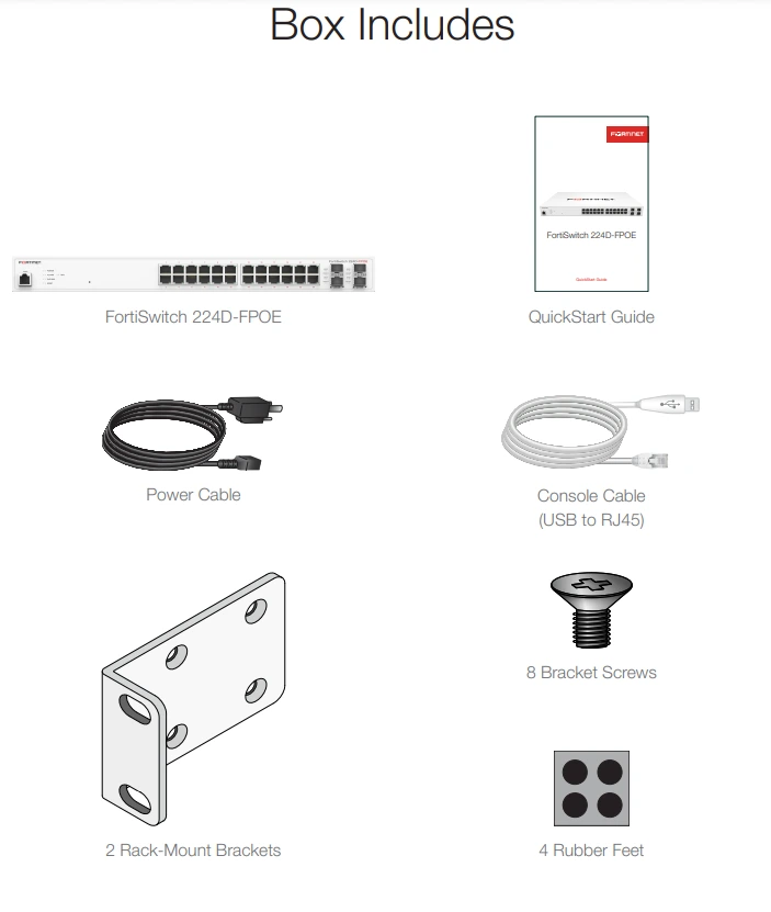 Trong hộp FortiSwitch 224D-FPOE