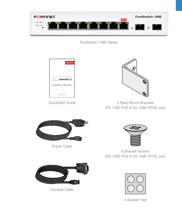 Trong hộp Fortinet FortiSwitch 108E-POE (FS-108E-POE)