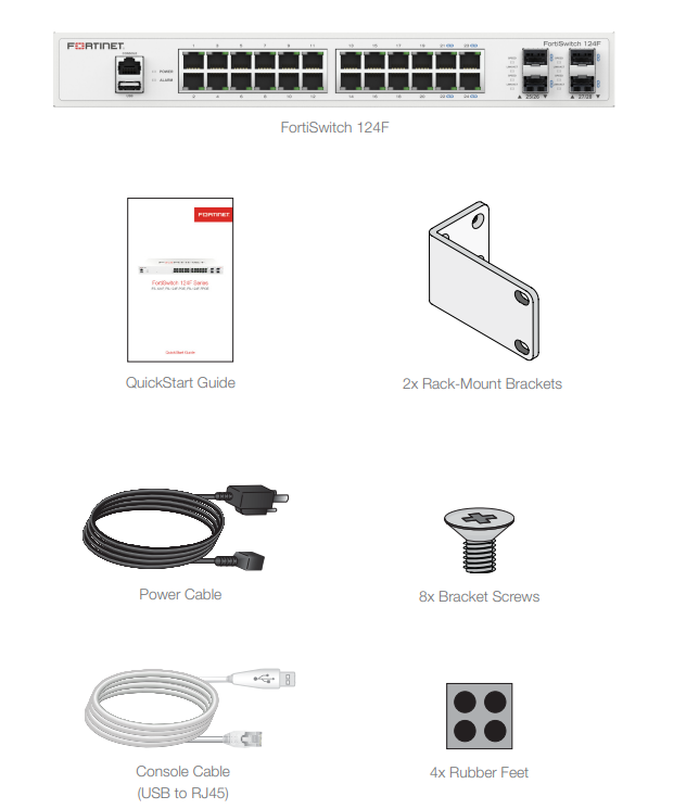 Trong hộp Fortinet FortiSwitch 124F (FS-124F)