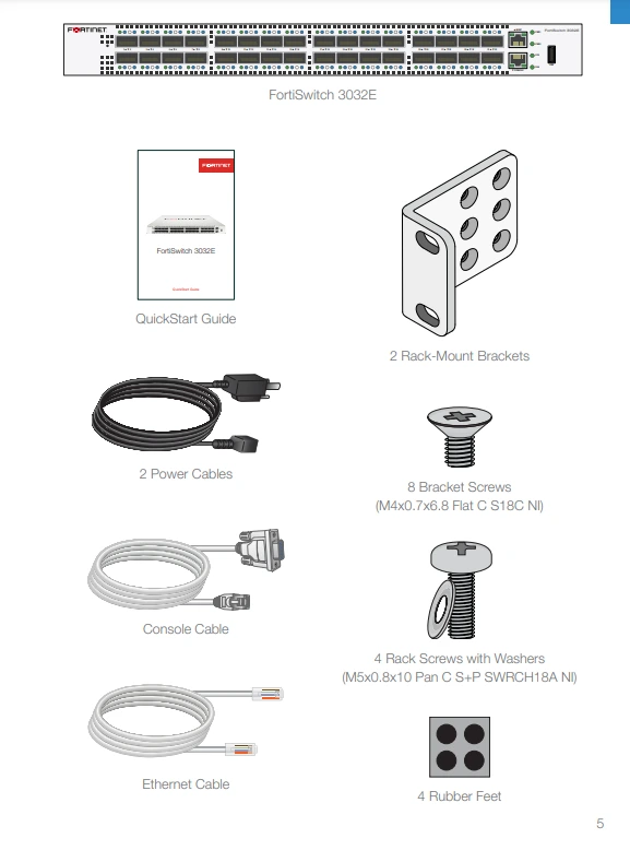 Trong hộp Fortinet FortiSwitch 3032E (FS-3032E)