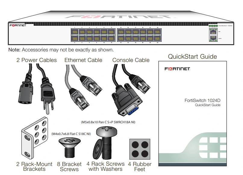 Trong hộp sản phẩm Fortinet FortiSwitch 1024D (FS-1024D)