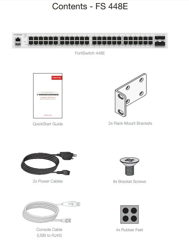 Trong hộp thiết bị chuyển mạch Fortinet FortiSwitch 448E