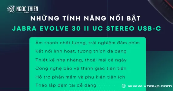 Những tính năng nổi bật Jabra Evolve 30 II UC Stereo USB-C