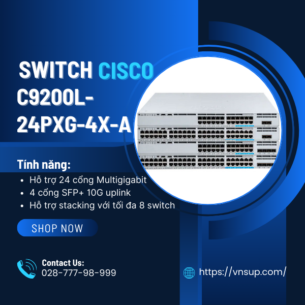 Switch 24 cổng Cisco C9200L-24PXG-4X-A