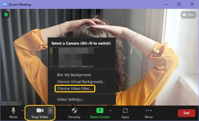 Bật filter cho zoom trên máy tính sau khi vào cuộc họp Zoom Meetings 04