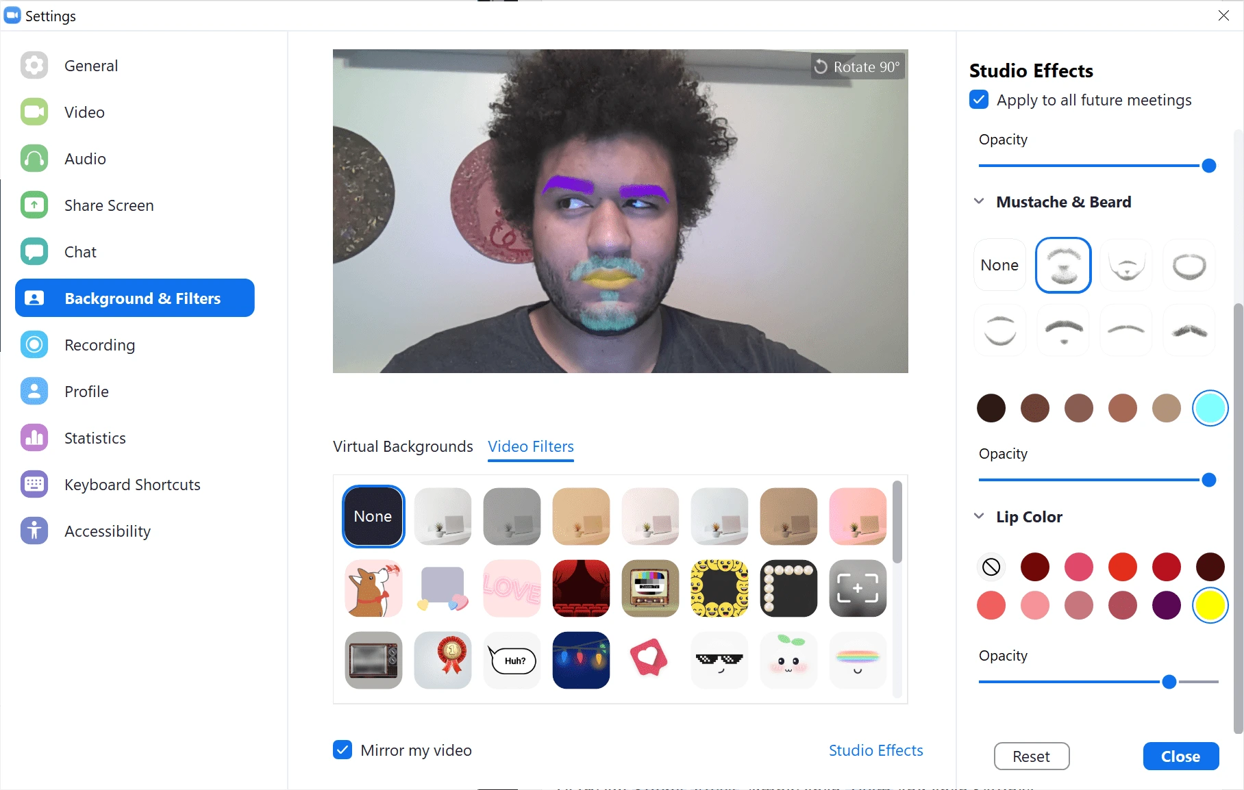 Bật filter cho zoom trên máy tính trước khi vào cuộc họp Zoom Meetings 02