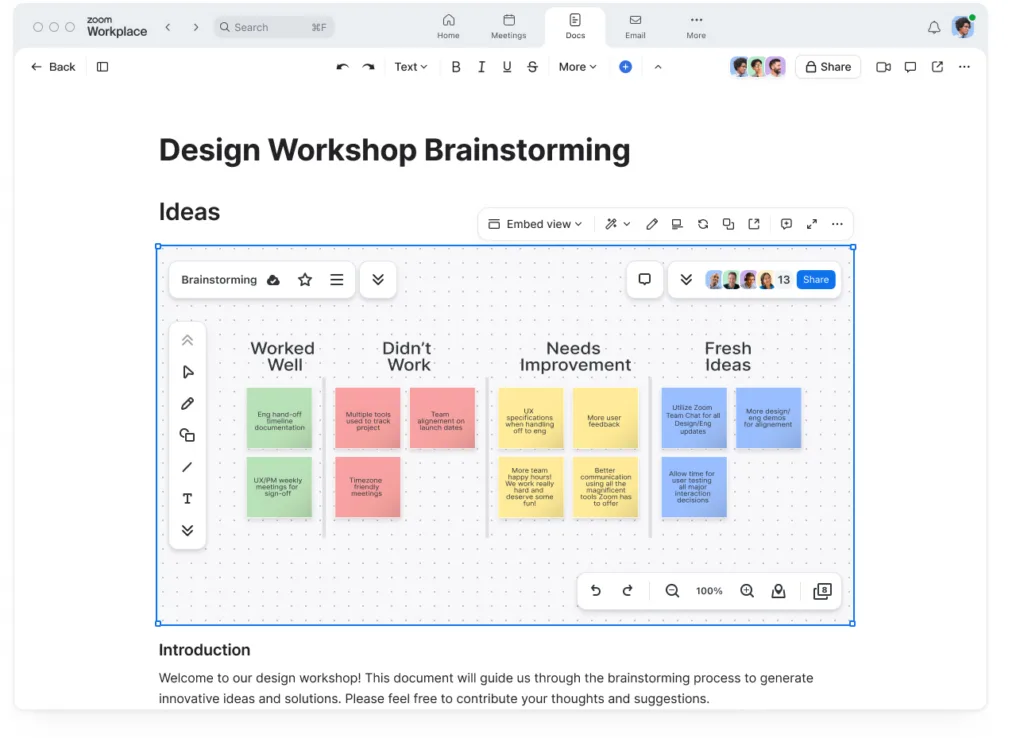 Nhúng Bảng trắng Zoom trực tiếp vào tài liệu để lưu trữ luồng công việc của bạn ở một nơi.