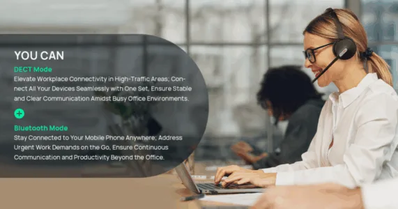 Làm việc tại văn phòng với Yealink WH64 Hybrid Dual UC