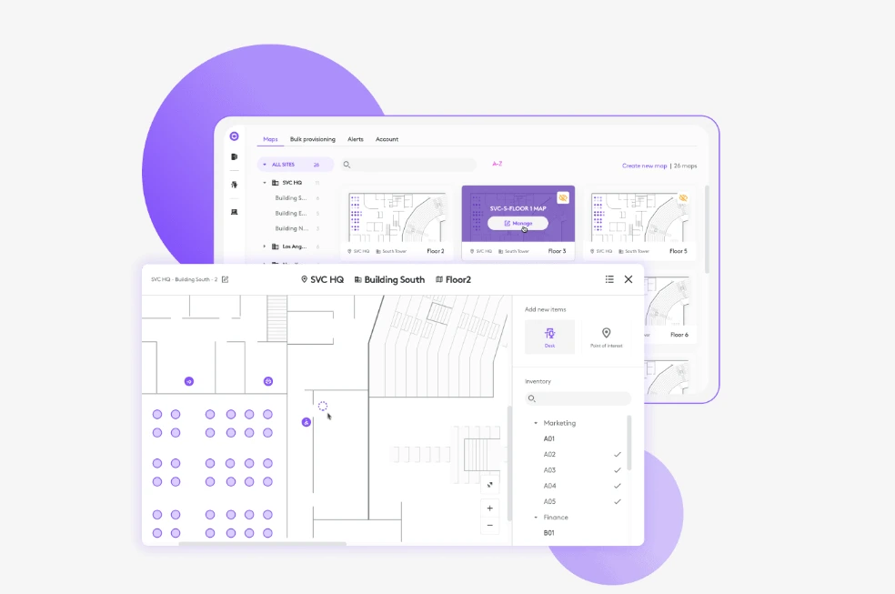 Logitech Sync cho phép quản lý sơ đồ mặt bằng tầng