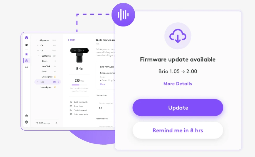 Logitech Sync tích hợp với Logi Tun để cập nhật webcam, tai nghe và Logi Dock