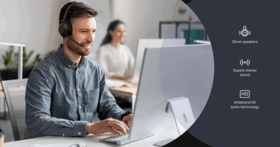 Yealink UH35 Mono USB-C to USB-A - Tai nghe callcenter 2025 Tai nghe Yealink UH35 với loa 35mm, âm thanh chất lượng cao