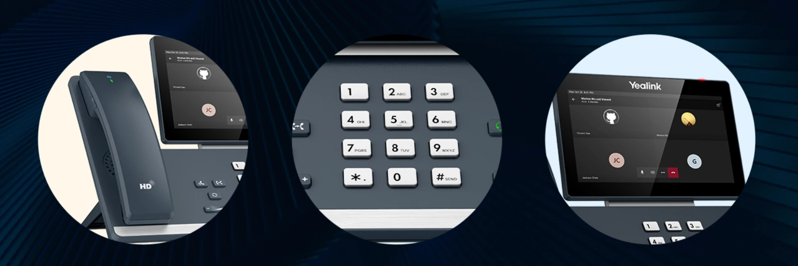 Tay cầm điện thoại, bàn phím cứng và màn hình cảm ứng trên Yealink MP58-WH E2 Teams