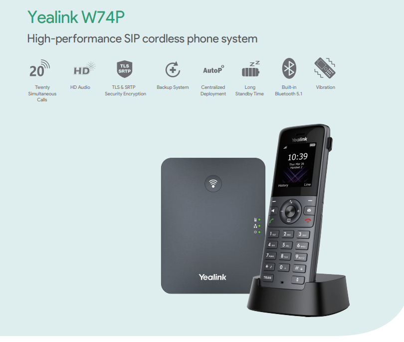 Yealink W74P - Hệ thống điện thoại không dây SIP 2025 Tóm tắt tính năng của Yealink W74P