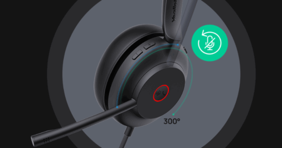 Yealink UH35 Mono USB-C to USB-A - Tai nghe callcenter 2025 Yealink UH35 cho phép tắt tiếng bằng 2 cách và có thể xoay cần mic đến 300 độ
