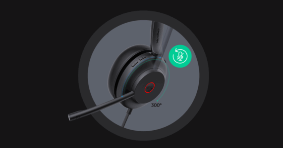 Yealink UH35 Dual USB-A - Tai nghe callcenter 2025 Yealink UH35 cho phép tắt tiếng bằng 2 cách và có thể xoay cần mic đến 300 độ