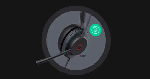 Yealink UH35 cho phép tắt tiếng bằng 2 cách và có thể xoay cần mic đến 300 độ