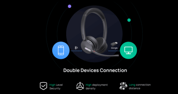 Yealink WH64 Hybrid Dual UC 2025 Yealink WH64 Hybrid Dual UC kết nối được với hai thiết bị cùng lúc qua dongle và bluetooth