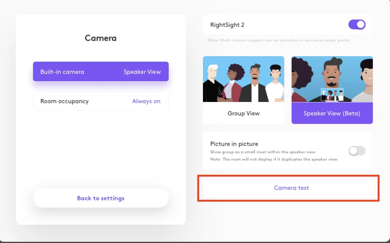 Kiểm tra tính năng Speaker View trên camera