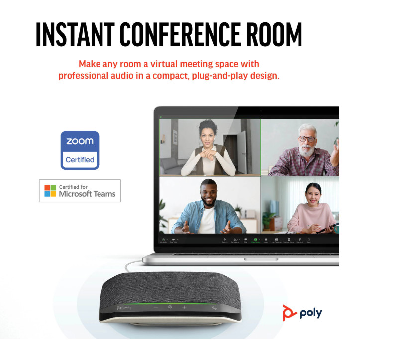 Poly Sync 10 Speakerphone +USB-A to USB-C Cable (7S4M6AA) tương thích với Zoom và Microsoft Teams