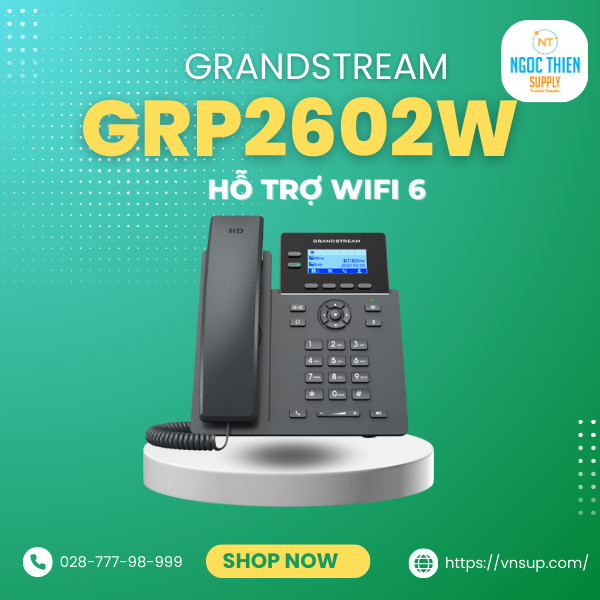 Grandstream grp2602w là điện thoại IP Phone cao cấp, thiết kế để phục vụ cho cả nhu cầu làm việc từ xa và tại chỗ