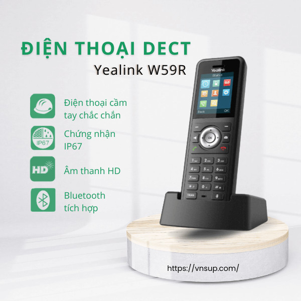 điện thoại không dây cầm tay dect yealink w59r chắc chắn, bền bỉ