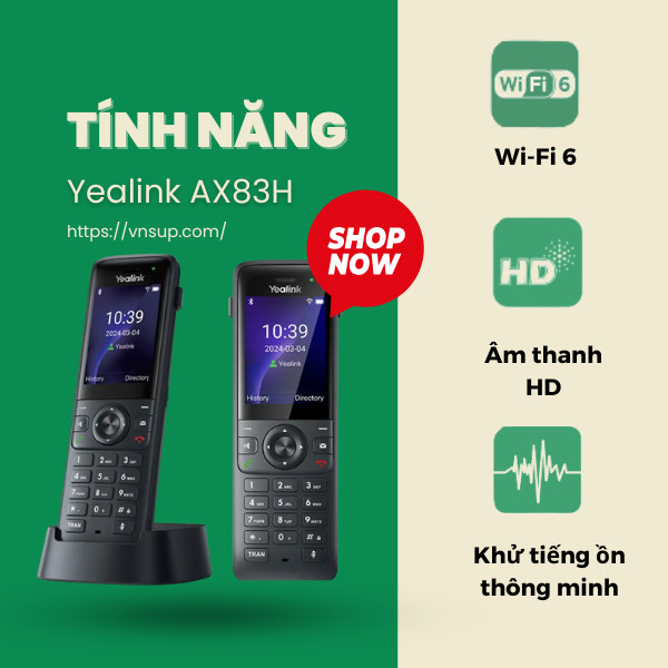 tính năng chính của điện thoại ip wifi yealink ax83h 