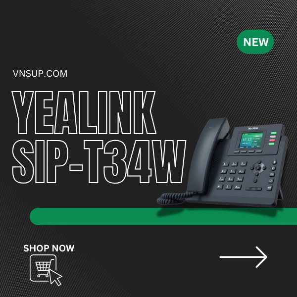yealink sip t34w hỗ trợ 4 lines và bao gồm hội nghị 5 chiều cục bộ