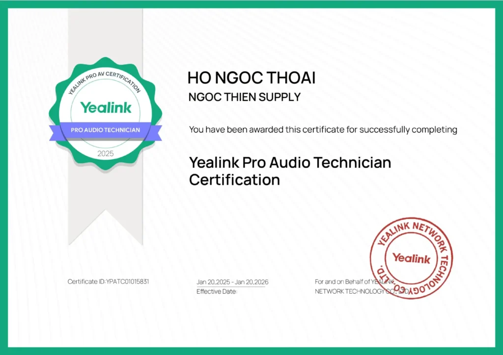 Yealink Pro Audio Technician Certification của Ngọc Thiên