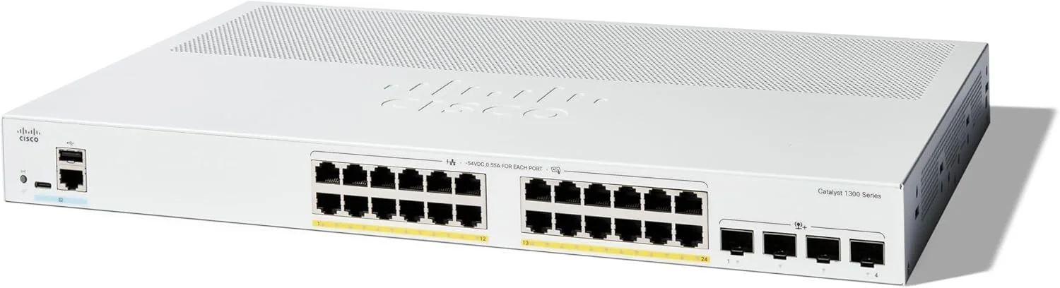 Switch Layer 3 Cisco C1300-24P-4X với 24 Port PoE+, 4 SFP+10Gb, 195W