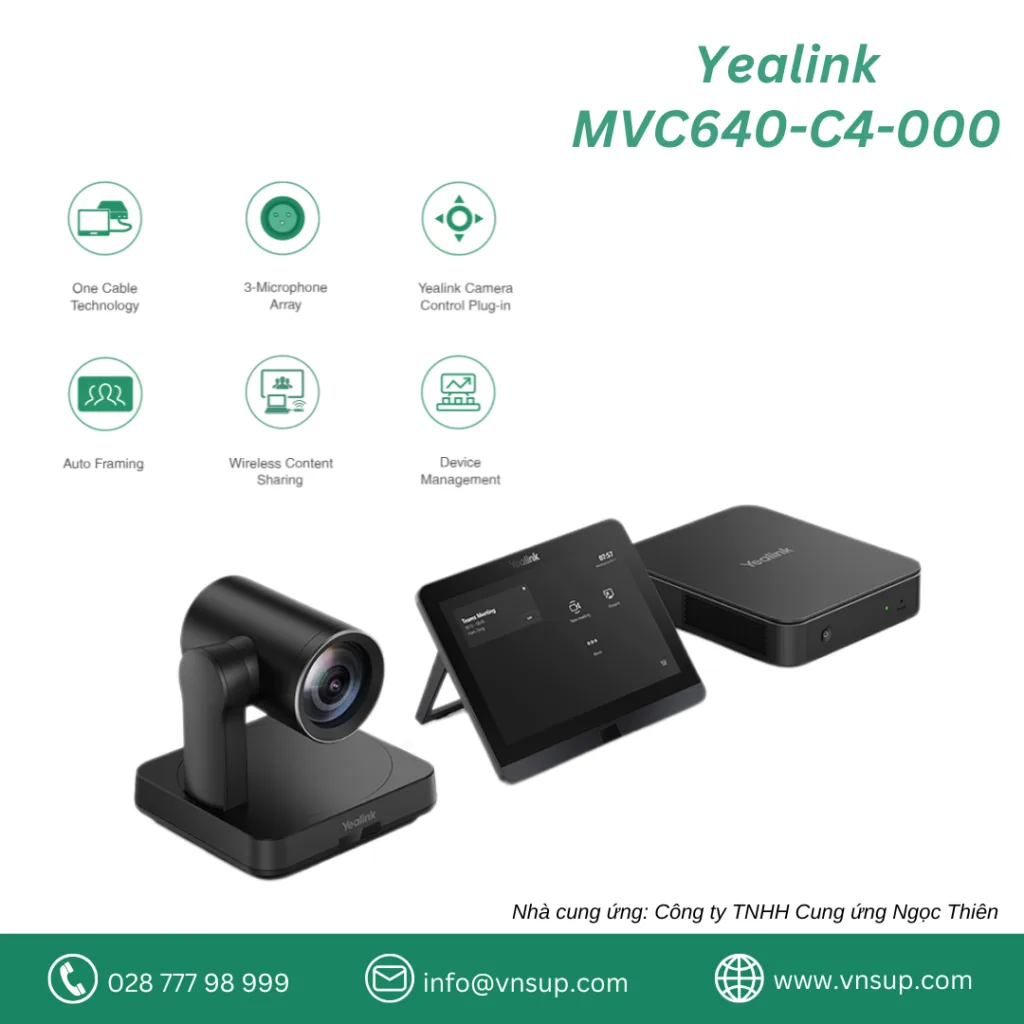 Bộ thiết bị họp cho phòng họp vừa Yealink MVC640-C4-000