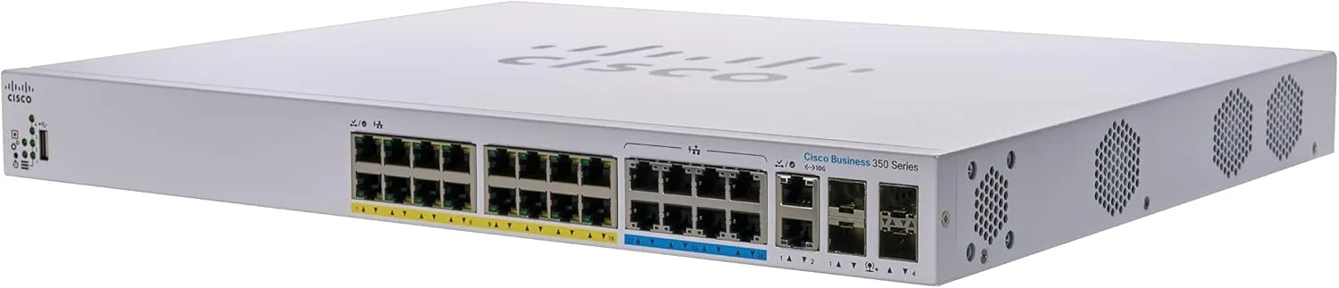 Cisco Business CBS350-24NGP-4X-EU 16 cổng 1GE, 8 cổng 5GE, 2 cổng 10G copper hoặc SFP+ combo và 2 cổng 10G SFP+ uplink