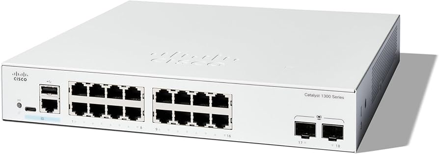 Switch Cisco C1300-16T-2G 2025 Cisco C1300-16T-2G với 16 cổng RJ45 và 2 cổng uplink SFP