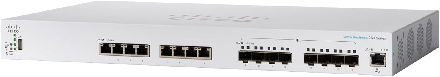 Switch Cisco CBS350-16XTS-EU 2025 Cisco CBS350-16XTS-EU có 8 cổng đồng, 8 cổng SFP+, 1 cổng quản trị GE