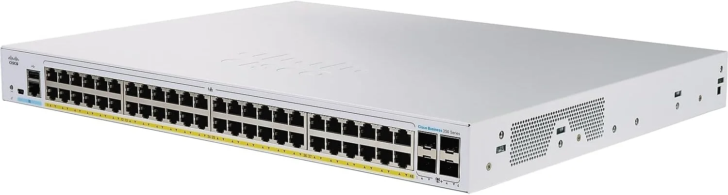 Cisco CBS350-48FP-4G-EU cung cấp 48 cổng Gigabit PoE+ và 4 cổng uplink SFP 1G