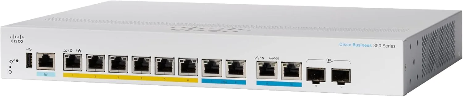 Cisco CBS350-8MGP-2X-EU có 8 cổng PoE+, 2 cổng uplink Multigigabit or SFP+ combo
