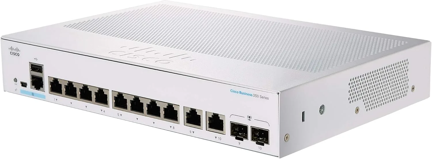 Cisco CBS350-8T-E-2G-EU với 8 cổng GE và 2 cổng uplink 1G copper or SFP combo