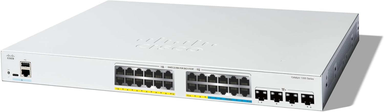 Switch Cisco C1300-24MGP-4X 2025 Cisco1300-24MGP-4X với 16 cổng GE, 8 cổng 2.5GE, PoE, 4x10GE SFP+
