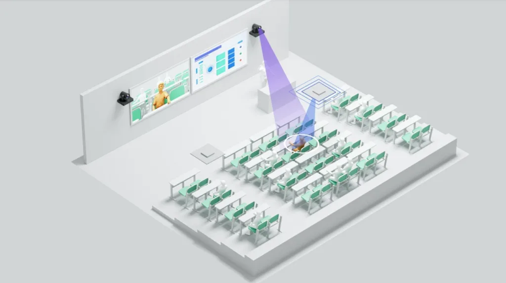 Micro gắn trần Yealink CM50 có thể phát hiện và tập trung thu âm người đang nói