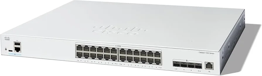Switch Cisco C1300-24XTS là Switch Gigabit Layer 3 được trang bị 12 cổng 10G RJ45, 12 cổng 10G SFP+, 1 cổng RJ45 console, 1 cổng USB Type-C console