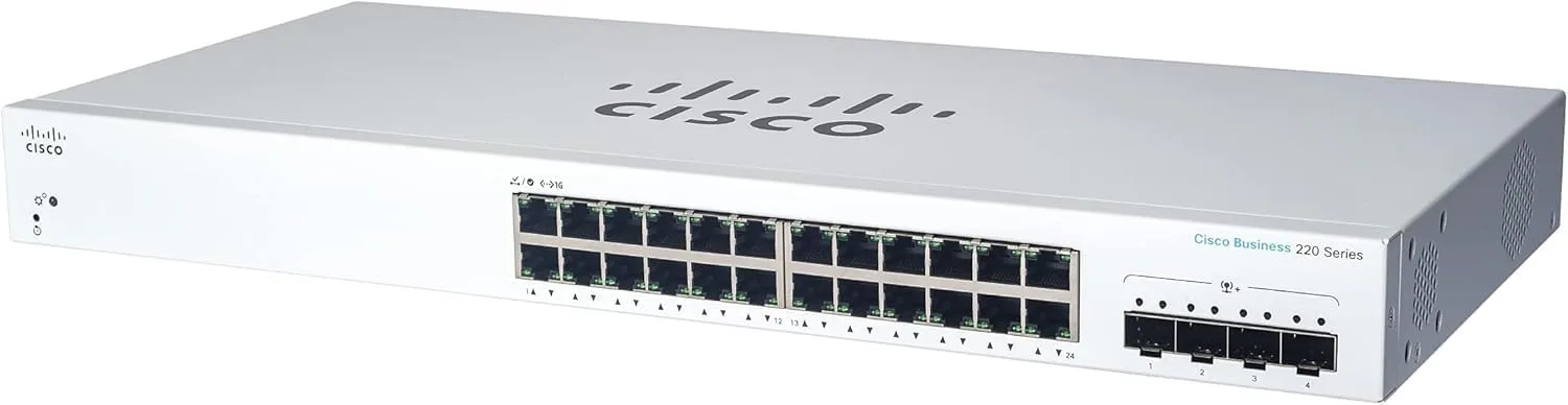 Switch Cisco CBS220-24T-4X-EU với 24 cổng 1G và 4 cổng 10G SFP+ uplink