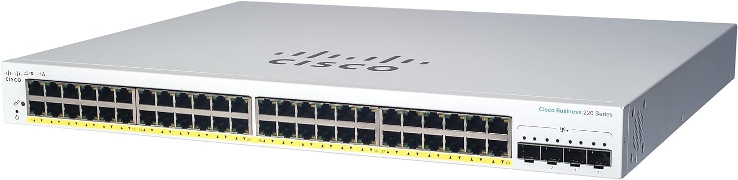 Switch Cisco CBS220-48P-4G-EU 2025 Switch Cisco CBS220-48P-4G-EU cung cấp 48 cổng GE PoE+và 4 cổng 1G SFP uplink