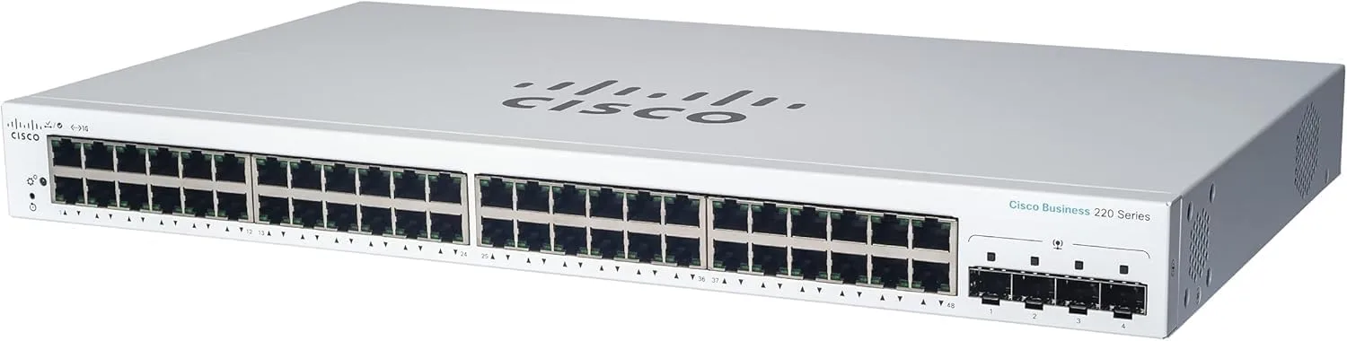 Switch Cisco CBS220-48P-4X-EU với 48 cổng mạng 1G, 4 cổng uplink 10G SFP+