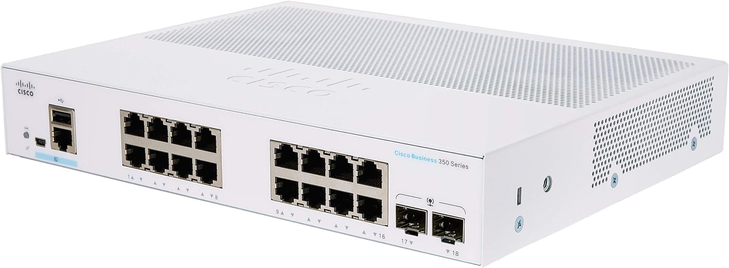 Switch Cisco CBS350-16T-E-2G-EU 2025 Switch Cisco CBS350-16T-E-2G với 16 cổng Gigabit Ethernet cùng 2 cổng uplink SFP